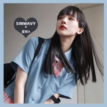 Swann family-jk natural black medium straight hair daily natural girly face repair cute lolita fake hair -) Love and 4)
