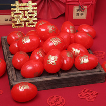 Happy word egg shell plastic red egg shell wedding supplies happy egg full moon wedding candy gift Egg Bag