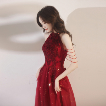  Toast dress bride 2021 new summer temperament thank you banquet wedding engagement evening dress skirt female pregnant woman wine red