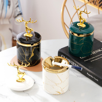 Nordic Light Luxury High-end Ceramic Ashtrays With Cover Creativity Personality Trend Home Living Room 2021 Anti-Fly Ash Smoke Taste