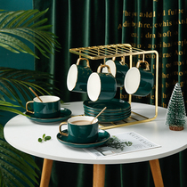 European Emerald afternoon tea Teacup Ceramic coffee cup and saucer set Nordic small luxury gold edge coffee utensils