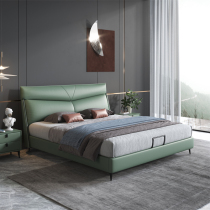 Italian Light Luxury Real Leather Bed Small Family Type Master Bedroom 1 8 m Soft Bunk Bed Modern Minimalist Leather Art Wedding Bed Ins Wind