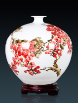 Jingdezhen ceramic vase ornaments pomegranate bottle famous hand-painted new Chinese home living room wine cabinet Bogu rack decoration