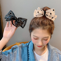 Butterfly knot head Hair Clip Hair ornaments Hair Rope Mesh Red Child Leather Fascia Hair Accessories Girl Hairpin Cord Woman Hair Ring