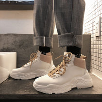 High-top mens shoes wild ins tide shoes casual Martin boots 2021 new white white dad increased in the spring and autumn season