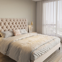 French Villa light luxury cloth bed modern simple bedroom double net red ins style American velvet storage wedding bed