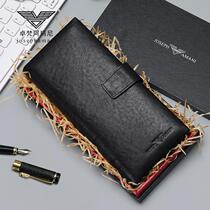 Jo Van Mani Male Wallet Long Leather Wallet Long leather wallet Multi-clamping Money Clip Bull Leather Bank Credit Card Wallet card holder