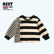 UK NEXT KDS special pro-dress sweatshirt 2022 new striped open-shoulder design sensations female dress blouses