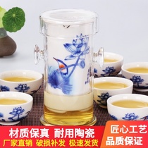 Heat-resistant glass black tea maker over-ear cup flower teapot tea breinner ceramic kung fu tea set gift