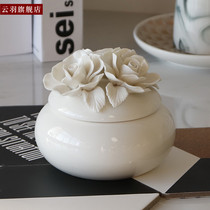 Yunyu ceramic jewelry storage box jewelry box earrings small jewelry makeup dressing table ornaments handmade flower home