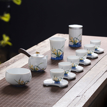 Jingdezhen Kung Fu tea set Household Teapot Heat-resistant fair cup tea leak tea pot Orchid small Teacup set