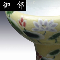 Jingdezhen fashion beautiful high foot tank water shallow goldfish lotus water lily turtle porcelain tank courtyard