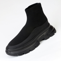Mens shoes Korean version Trend 100 lap thick bottom heightening flying loom web cloth casual board shoes plus suede high help breathable stockings shoes