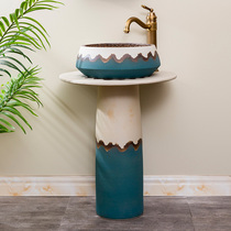 Ceramic column washbasin balcony toilet column basin floor floor retro sink household wash basin 5