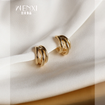 Multi-ring metal feeling earrings lap small crowdhigh-grade earring female temperament Ehime Circle 2023 New wave ear clip