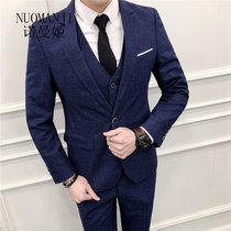 Norman Ji checkered retro mens suit suit Business sale gentleman casual business suit Groom best man suit