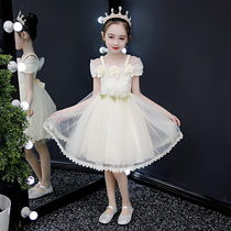 Girls word for a shoulder one-piece dress Summer 2022 Childrens skirts Broken Flowers Korean version of Wondergirl Princess Leia