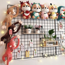 Doll photo wall ins room decoration wrought iron grid non-perforated background wall doll puppet storage iron shelf