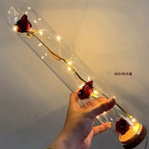 Dry vase sealed cork high glass cover bottle rose dried flowers Bamboo bottom storage ornaments diy glass flowers