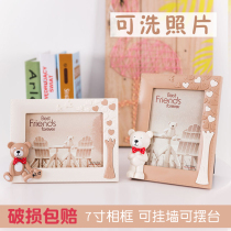 7 inch cartoon photo frame set up creative childrens cute photo frame wall hanging baby simple guitar image frame photo customization