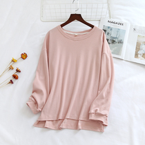 Pure cotton knitted pajamas single coat girls loose pullover home wear casual Korean long sleeve Autumn Autumn