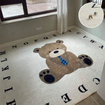 (Customizable) Cartoon Bear Childrens bedroom Carpet Round Full Carpet Nursery Letter Reading Room