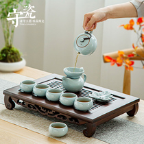 Ru kiln kung fu tea set household small tea table guest ceramic teapot tea cup tea tray Chinese office tea maker