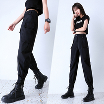 Overalls womens spring and autumn thin handsome handsome high waist loose straight tube feet Harlan radish sports leisure pants autumn and winter