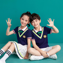 School uniform set for primary school students spring and autumn new British college style boys and girls class clothes graduation photo sports three-piece set