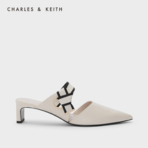 CHARLES & KEITH21 Autumn New CK1-61720071 womens striped tripe belt trim pointed heels