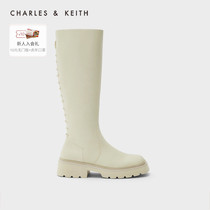 CHARLES&KEITH21 Winter New CK1-90920102 Lady Rear Lacing Design Thick Bottom Rider Boots