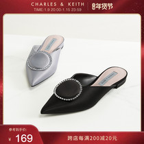 CHARLESKEITH autumn and winter womens shoes CK1-70900264 womens semi-precious stone pointed Mueller wedding shoes