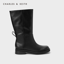 CHARLES&KEITH21 winter new CK1-91680144 lady brief round head low heel midcylinder boot