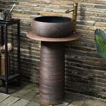 Outdoor retro courtyard column washbasin outdoor garden wash basin balcony bathroom integrated wash basin