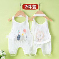 Baby belly summer thin cotton gauze Newborn boy boy girl baby clothes sleep belly pocket