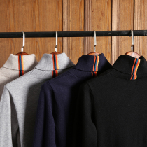 Wool-blend rainbow color Autumn Winter New Mens high-neck solid color base knitwear sweater