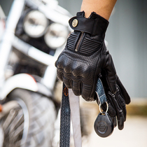  Alien snail V8 spring and autumn motorcycle riding gloves goatskin coffee retro anti-fall