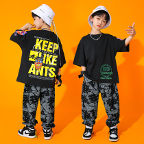 Children Street Dance Tide suit Boy hip hop Hip Hop Card Handsome short sleeve Summer hiphop street dance Out of service