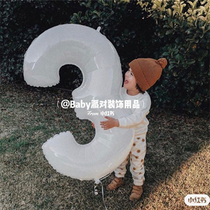  40-inch white aluminum film big digital birthday balloon year-old party decoration childrens festive supplies cartoon balloon