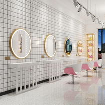 Wall-mounted round mirror light mirror hairdressing shop mirror table round mirror with light fashion touch hair salon smart barber shop