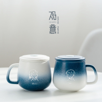 View meaning and Love head gradient custom mug couple Cup a pair of high-value water Cup ceramic tea cup