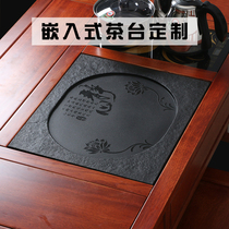 Tea tray Tea table Middle tea table Embedded custom size black gold stone inlaid cover stone Custom black gold stone