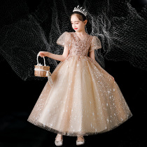 Host childrens dress Princess dress high-end girl puffy yarn catwalk piano performance costume birthday dress