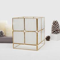 Manufacturer direct selling copper color medium number panes nostalgic wind white pink glass wind light candle windproof candle holder pendulum