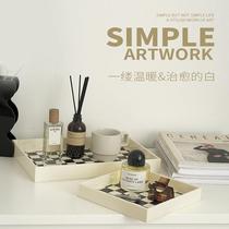 Brief black and white chessboard lattice tray Xuanguan containing pan incense candle small objects table decoration tray hem