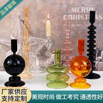 Glass Candle Holder Candle Utensil Pendulum home Decent Board Room Restaurant Decoration Furnishing Creative Transparent Glass Candle Holder