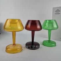 ins transparent colored glass candle holders Home Decorative Table Lamps Candle Desk Folk studio Pendulum Swatted background
