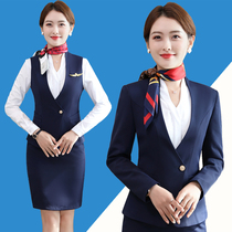High-end stewardess uniform Professional outfit Tooling suit Female hotel front desk work outfit Property customer service reception work clothes
