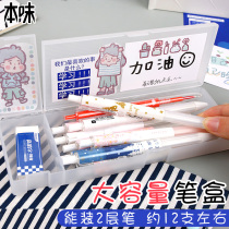 Morning light Taste Pencil Case Brief Transparent Frosted Plastic Pen Case Diy Sticker Lead Pencil Case Junior Girl Pencil Containing Box Women Ins Day Series Large Capacity Pen Bag Student Boy White Pen box