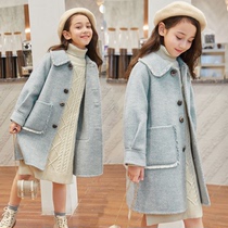 Girls fur Trendy Great Coat 2021 Autumn Winter Medium Long Style Thickened Ocean Qi Bifacial Great Child Jacket